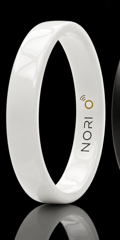 Arctic Pearl white gloss ceramic NORI payment ring
