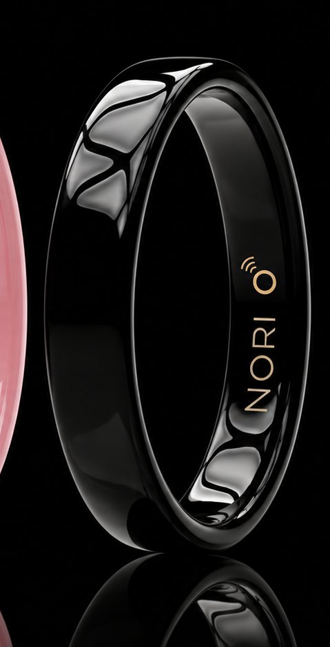 Obsidian Mirror black gloss ceramic NORI payment ring